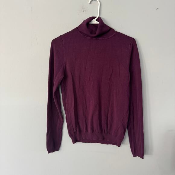 Nordstrom Rack Turtleneck Dark Purple Knit Sweater Size Medium Spandex Blend - Picture 1 of 6